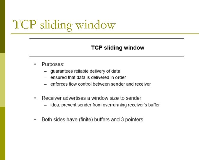 TCP sliding window 