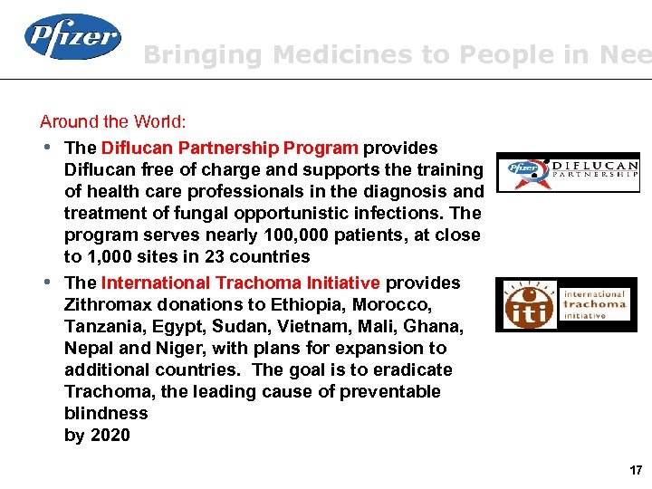 Bringing Medicines to People in Nee Around the World: i The Diflucan Partnership Program