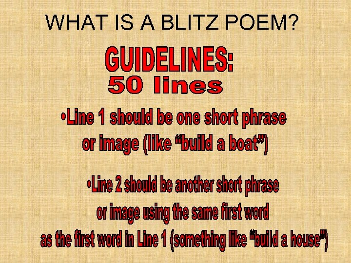 WHAT IS A BLITZ POEM? 