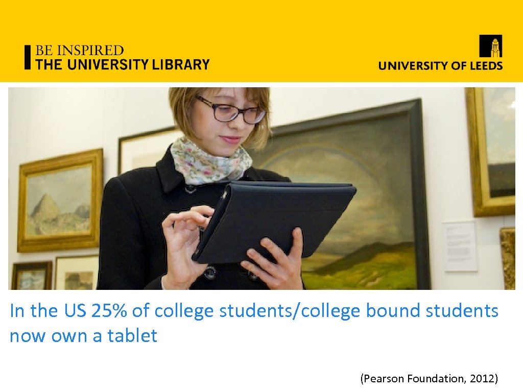 In the US 25% of college students/college bound students now own a tablet (Pearson