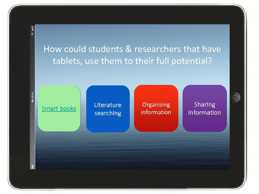 How could students & researchers that have tablets, use them to their full potential?