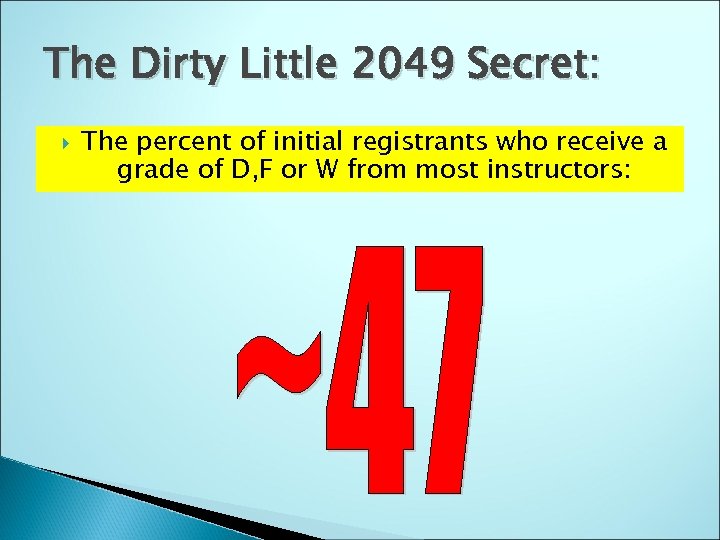 The Dirty Little 2049 Secret: The percent of initial registrants who receive a grade