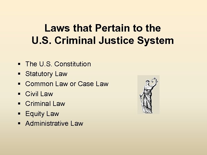 Laws that Pertain to the U. S. Criminal Justice System § § § §