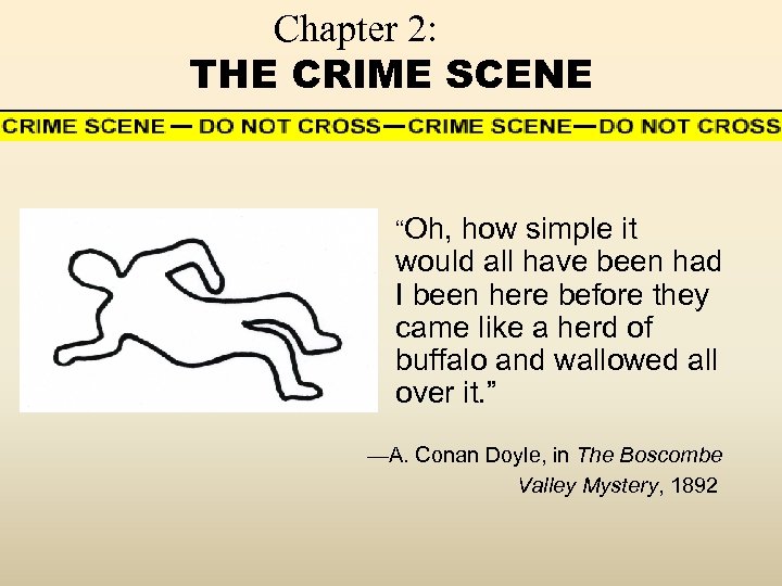 Chapter 2: THE CRIME SCENE “Oh, how simple it would all have been had