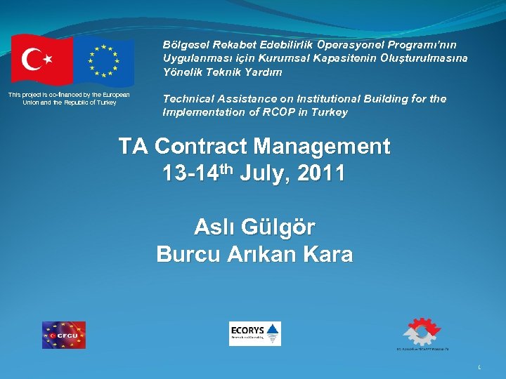 Bölgesel Rekabet Edebilirlik Operasyonel Programı’nın Uygulanması için Kurumsal Kapasitenin Oluşturulmasına Yönelik Teknik Yardım This