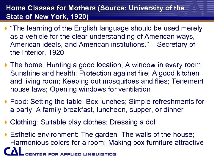 Home Classes for Mothers (Source: University of the State of New York, 1920) 4