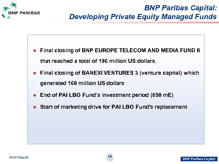 BNP Paribas Capital: Developing Private Equity Managed Funds l Final closing of BNP EUROPE