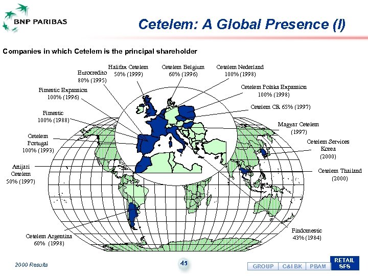 Cetelem: A Global Presence (I) Companies in which Cetelem is the principal shareholder Eurocredito