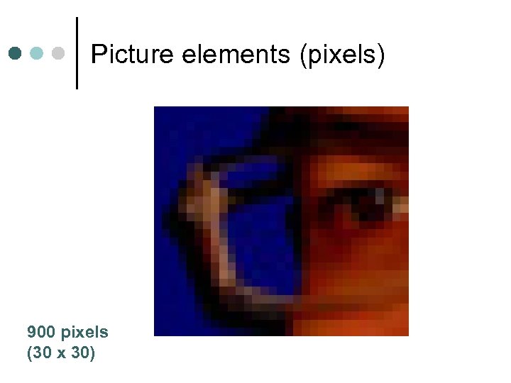 Picture elements (pixels) 900 pixels (30 x 30) 