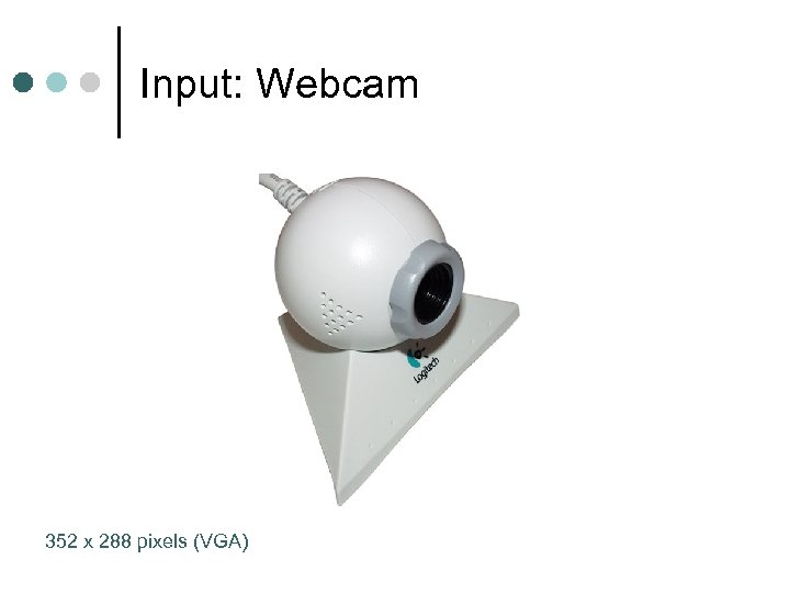 Input: Webcam 352 x 288 pixels (VGA) 