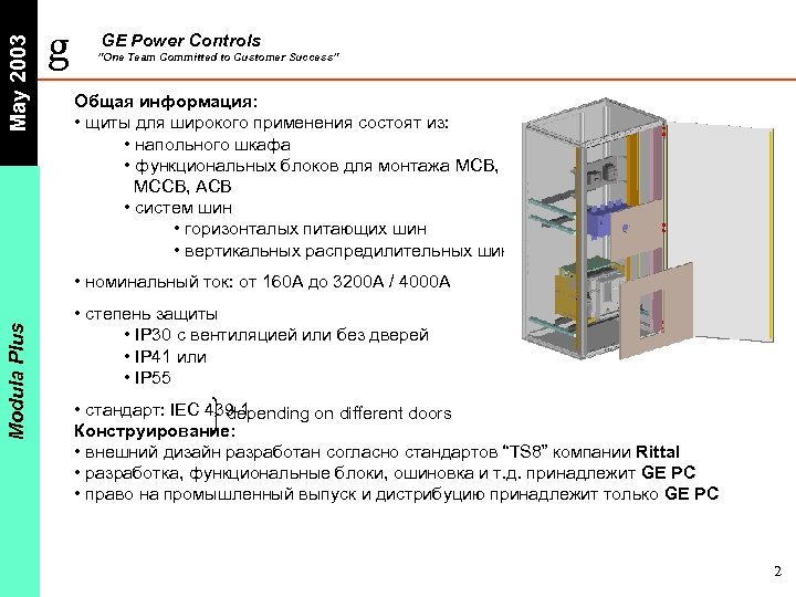 May 2003 g GE Power Controls ”One Team Committed to Customer Success” Общая информация: