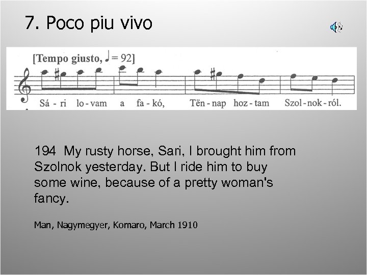 7. Poco piu vivo 194 My rusty horse, Sari, I brought him from Szolnok