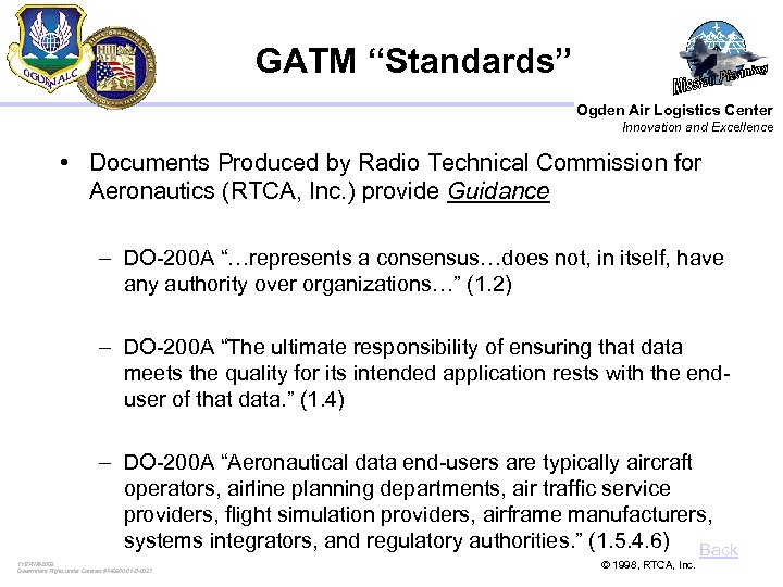 GATM “Standards” Ogden Air Logistics Center Innovation and Excellence • Documents Produced by Radio