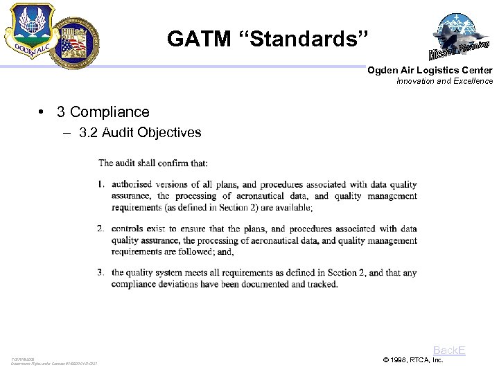 GATM “Standards” Ogden Air Logistics Center Innovation and Excellence • 3 Compliance – 3.