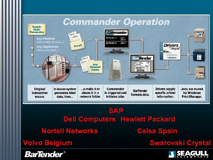 SAP Dell Computers Hewlett Packard Nortell Networks Volvo Belgium Celsa Spain Swarovski Crystal 