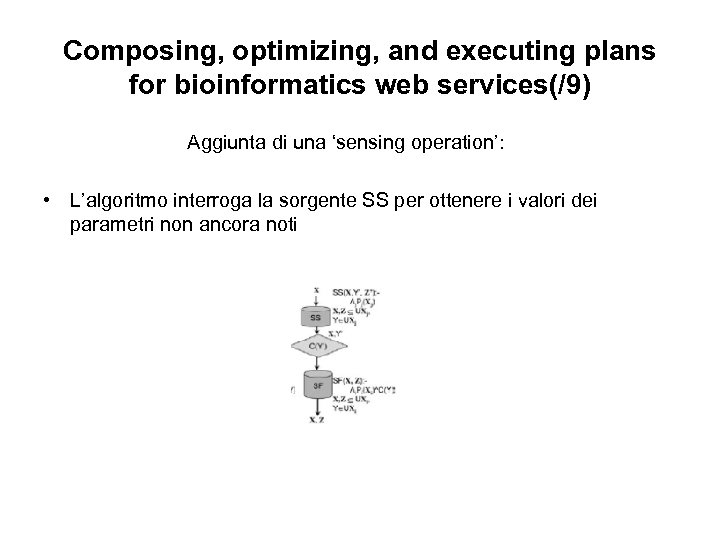 Composing, optimizing, and executing plans for bioinformatics web services(/9) Aggiunta di una ‘sensing operation’: