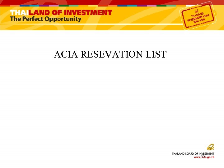 ACIA RESEVATION LIST 32 