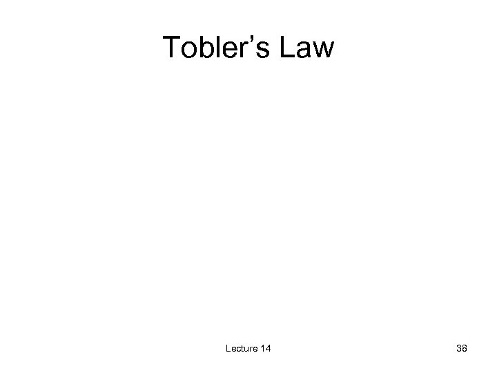 Tobler’s Law Lecture 14 38 