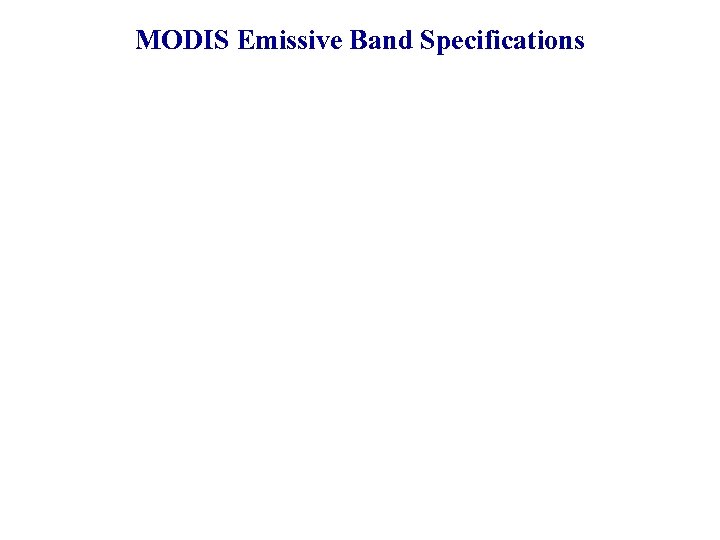 MODIS Emissive Band Specifications 