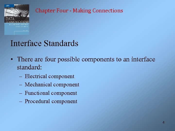 Chapter Four - Making Connections Interface Standards • There are four possible components to