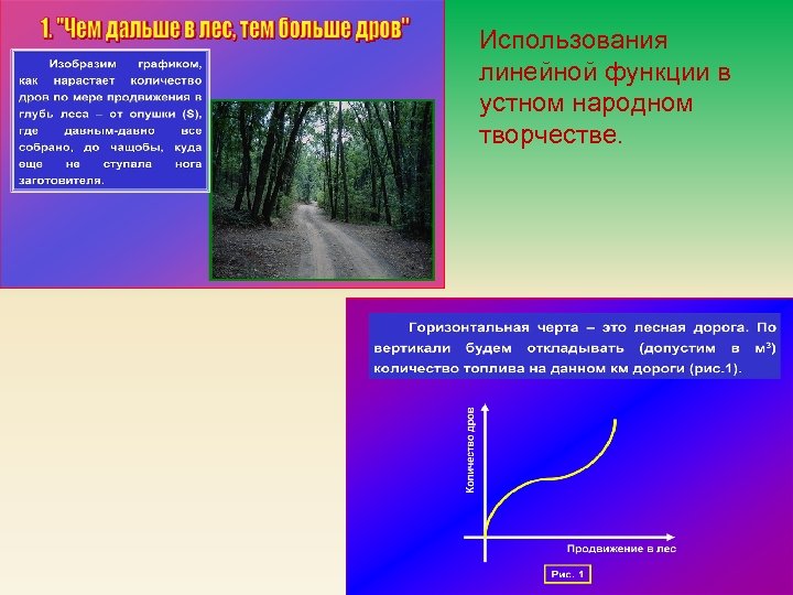 Использования линейной функции в устном народном творчестве. 