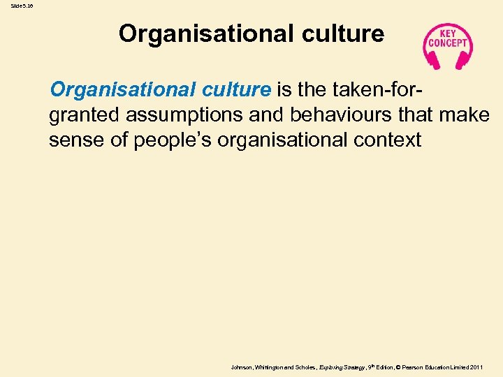 Slide 5. 16 Organisational culture is the taken-forgranted assumptions and behaviours that make sense