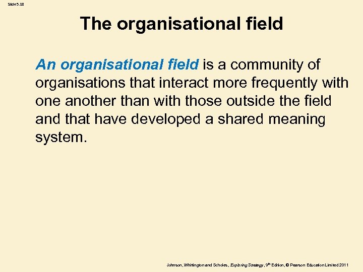 Slide 5. 18 The organisational field An organisational field is a community of organisations