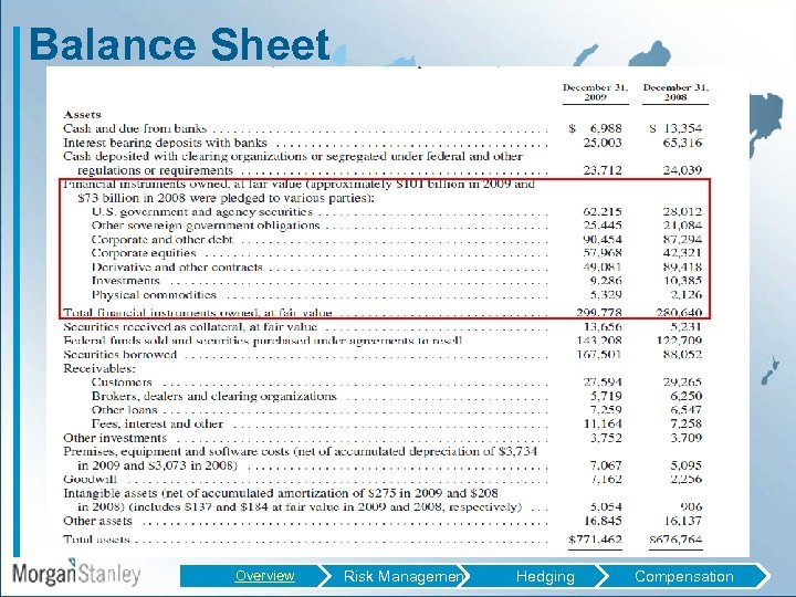 Balance Sheet Overview Risk Management Hedging Compensation 