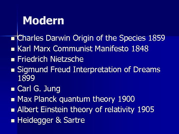 Modern Charles Darwin Origin of the Species 1859 n Karl Marx Communist Manifesto 1848