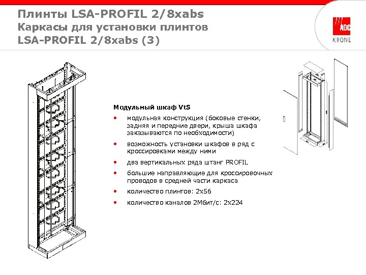 Плинты LSA-PROFIL 2/8 xabs Каркасы для установки плинтов LSA-PROFIL 2/8 xabs (3) Модульный шкаф