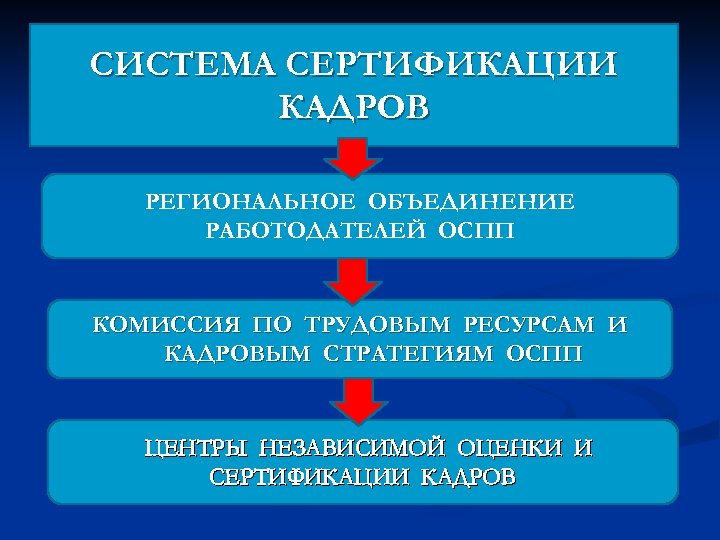 СИСТЕМА СЕРТИФИКАЦИИ КАДРОВ РЕГИОНАЛЬНОЕ ОБЪЕДИНЕНИЕ РАБОТОДАТЕЛЕЙ ОСПП КОМИССИЯ ПО ТРУДОВЫМ РЕСУРСАМ И КАДРОВЫМ СТРАТЕГИЯМ