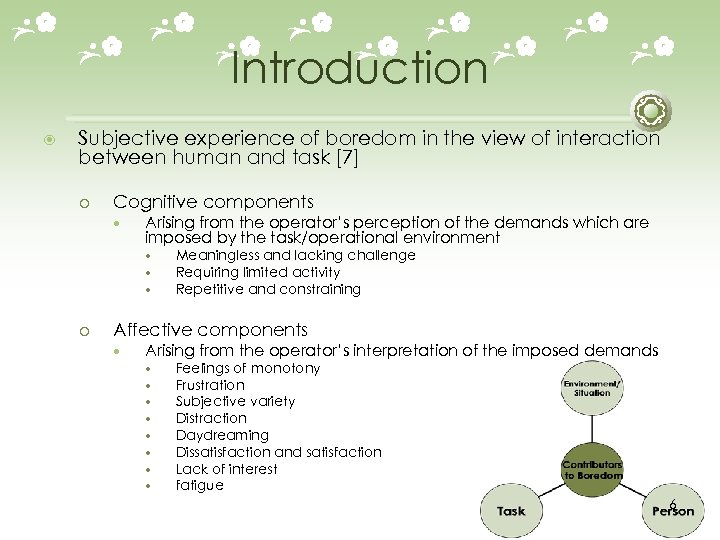 Introduction Subjective experience of boredom in the view of interaction between human and task