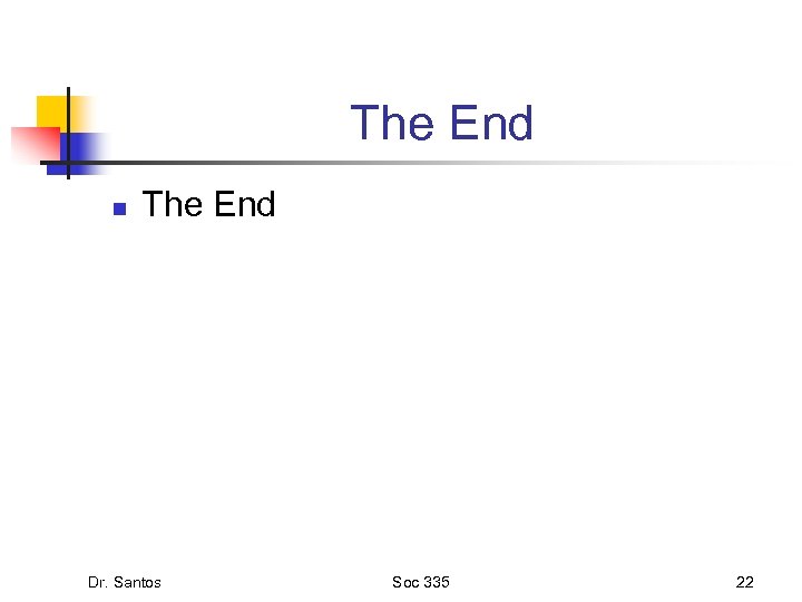 The End n The End Dr. Santos Soc 335 22 