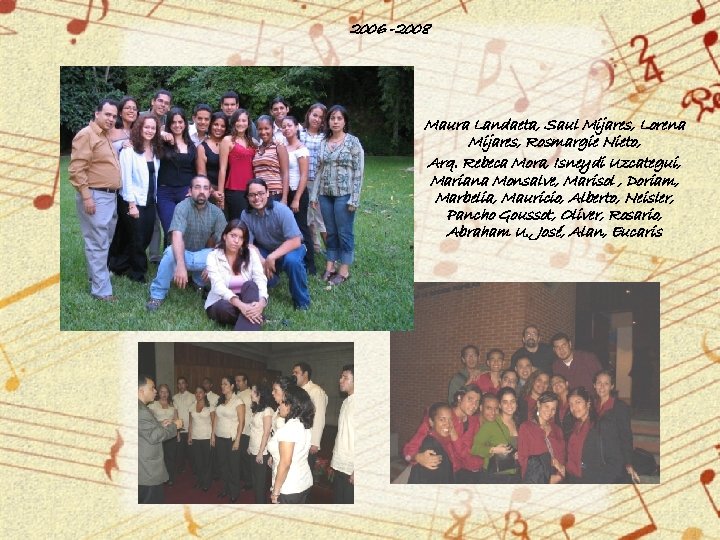 2006 -2008 Maura Landaeta, Saul Mijares, Lorena Mijares, Rosmargie Nieto, Arq. Rebeca Mora, Isneydi