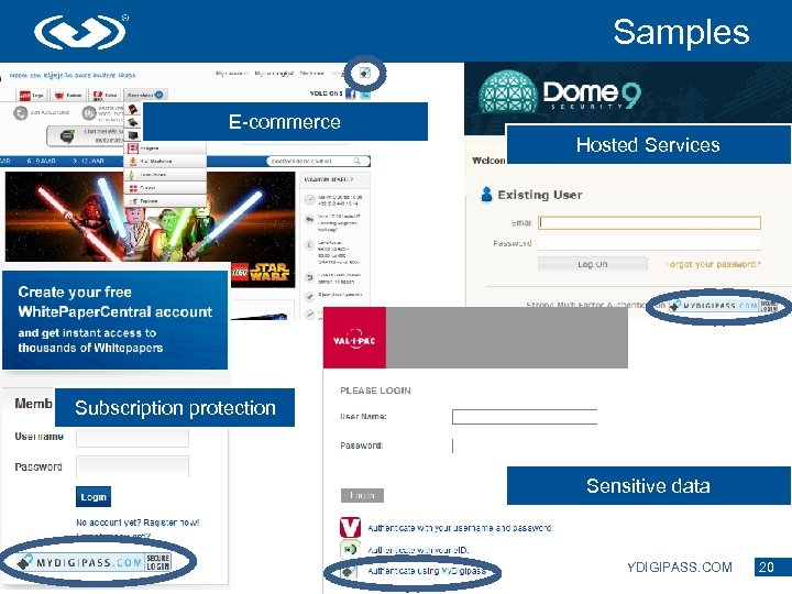 Samples E-commerce Hosted Services Subscription protection Sensitive data © 2012 - VASCO Data Security