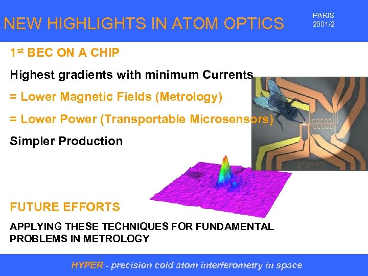 NEW HIGHLIGHTS IN ATOM OPTICS 1 st BEC ON A CHIP Highest gradients with