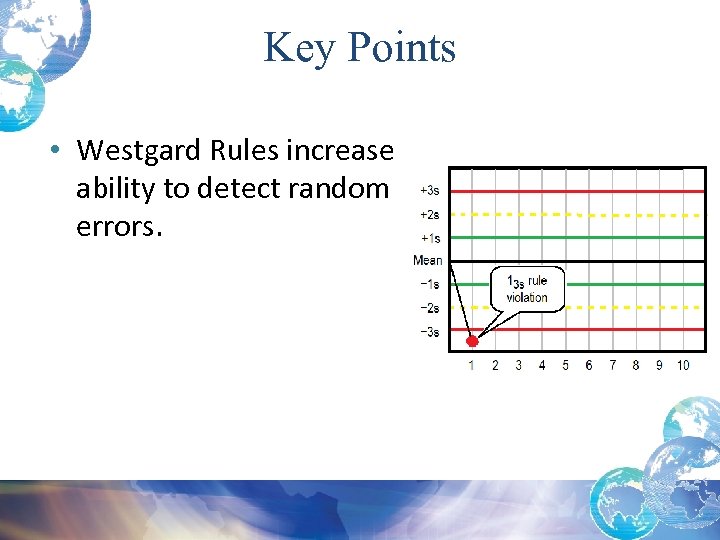 Key Points • Westgard Rules increase ability to detect random errors. 