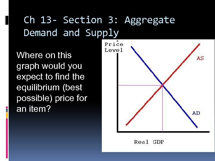 Ch 13 - Section 3: Aggregate Demand Supply Where on this graph would you