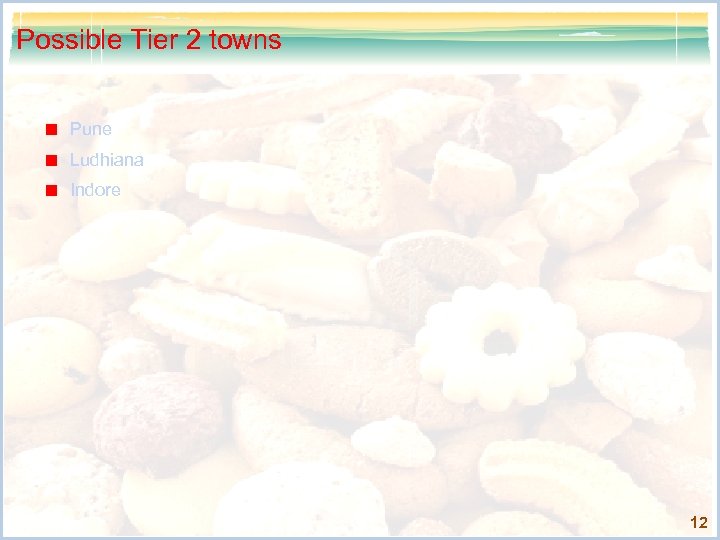 Possible Tier 2 towns Pune Ludhiana Indore 12 