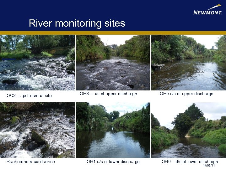 River monitoring sites f) OH 1/UPD e) OH 3/A d) OH 6/DPD c) OH