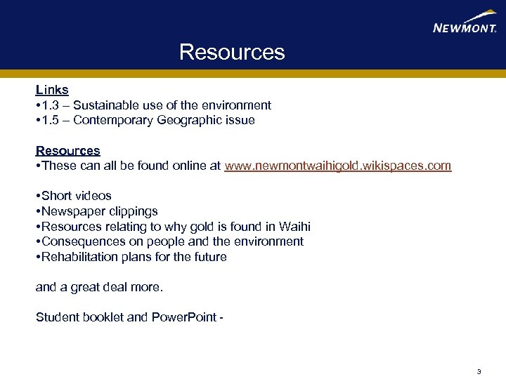 Resources Links • 1. 3 – Sustainable use of the environment • 1. 5