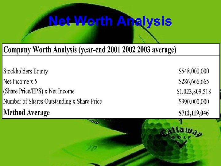 Net Worth Analysis 