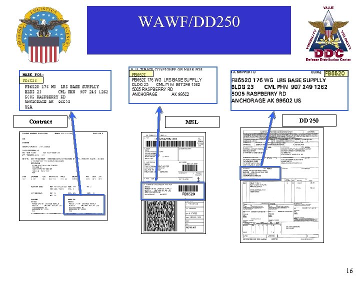 WAWF/DD 250 Contract MSL DD 250 16 