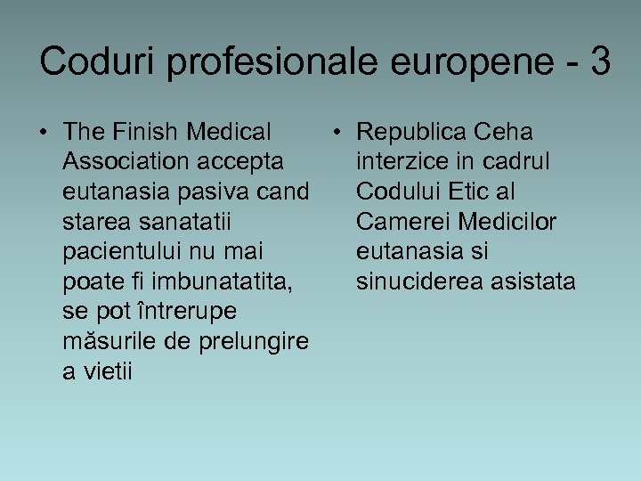 Coduri profesionale europene - 3 • The Finish Medical • Republica Ceha Association accepta