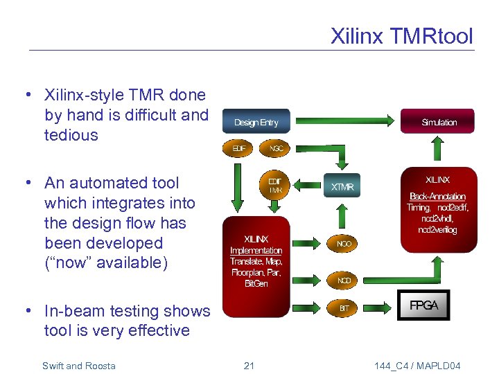 Xilinx TMRtool • Xilinx-style TMR done by hand is difficult and tedious • An