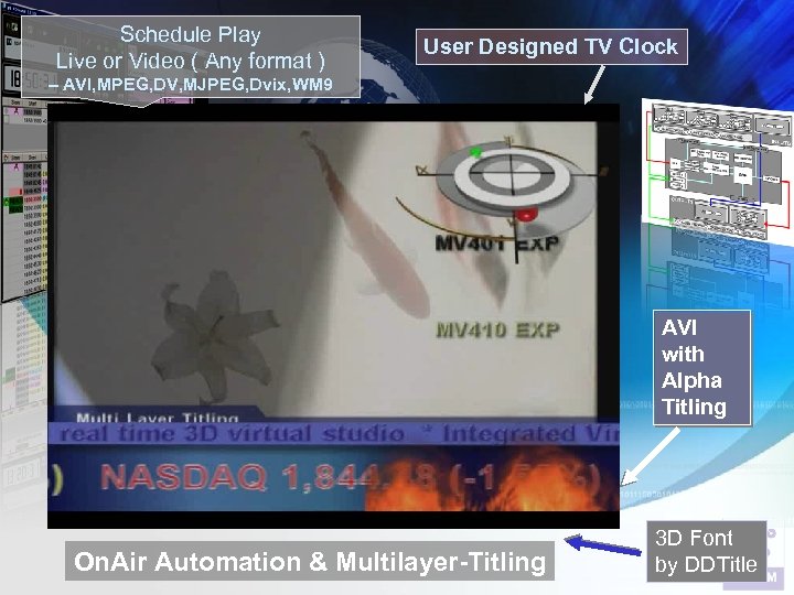 Schedule Play Live or Video ( Any format ) User Designed TV Clock –