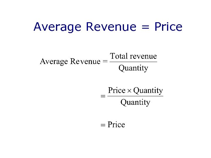 Average Revenue = Price 