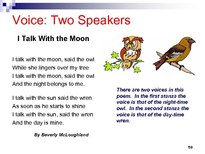 Voice: Two Speakers I Talk With the Moon I talk with the moon, said