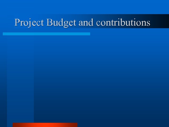 Project Budget and contributions 