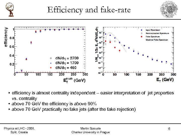 Efficiency and fake-rate • efficiency is almost centrality independent – easier interpretation of jet